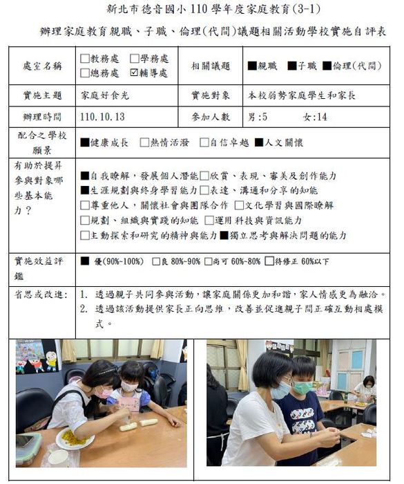三、(一)辦理家庭教育親職、子職、倫理(代間)議題相關活動圖片