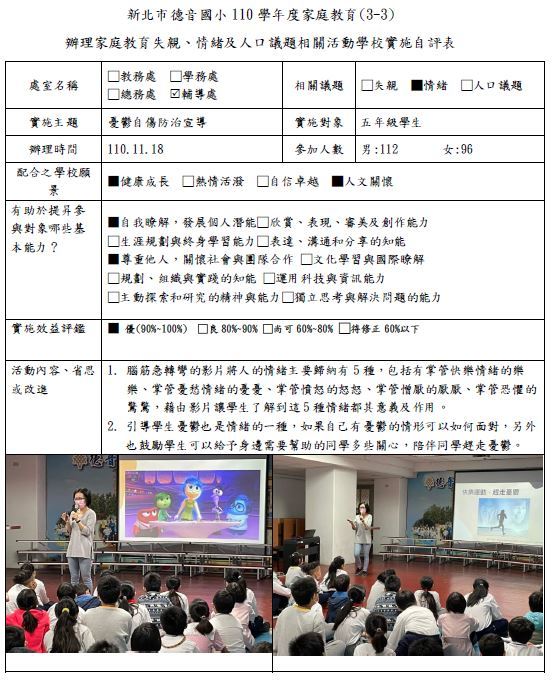 三、(三)辦理失親、情緒及人口議題相關活動圖片
