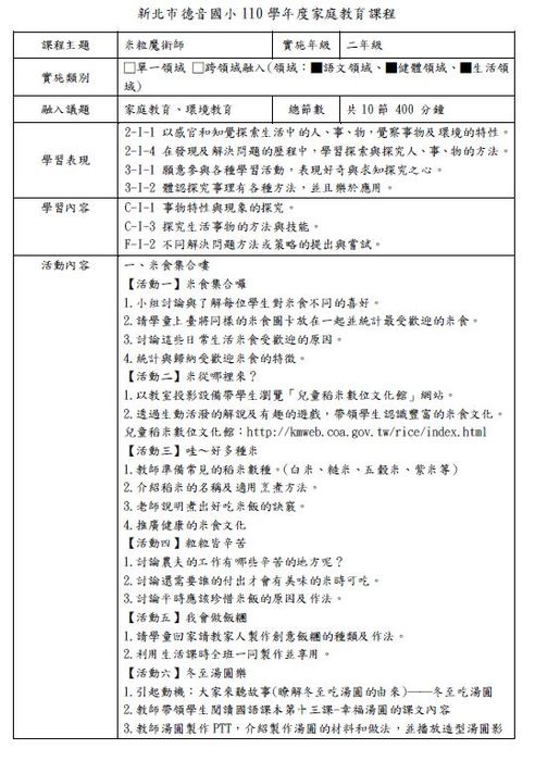 二、(一)每學年將家庭教育納入學校課程計畫4小時以上圖片